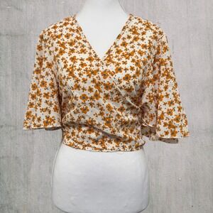 Joress L Women Floral Flowy Fairy Style Adjustable Fit Wrap Spring Top Layering